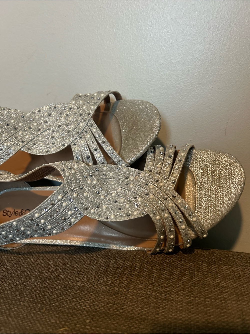 Style & Co. Sparkle Strappy Evening Sandals - Silver - Picture 8 of 9
